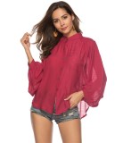Button up Batwing Sleeve Blouse Beach cover up