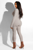 Sexy Ribbed V Neck Sweater Jumpsuit Rompers with Belt