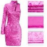 Pink Sexy Velvet Party Dress Plus size Club Dresses