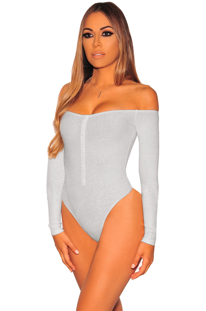 Women's Off Shoulder Ribbed Knit Bodysuit