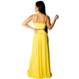 Two-Piece Cami Crop Top and Slit Long Dress Set