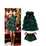 Green Ruffle Sleeveless Christmas Costume