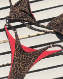 Leopard Print Triangle Thong Bikini Set