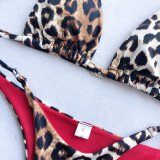 Leopard Print Triangle Thong Bikini Set