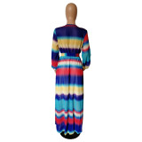 Gradient Stripe Wrap Maxi Dress