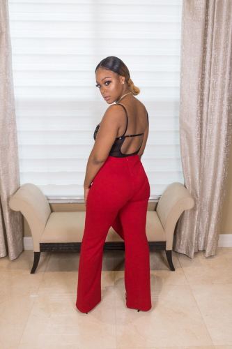 Off Draped Red Pants