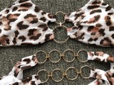 Metal Ring Leopard Print Thong Two Piece Swimsuit