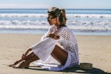 Hollow Out Knit Slit Maxi Beach Dress Bikini Cover Up