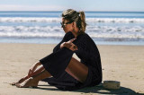 Hollow Out Knit Slit Maxi Beach Dress Bikini Cover Up