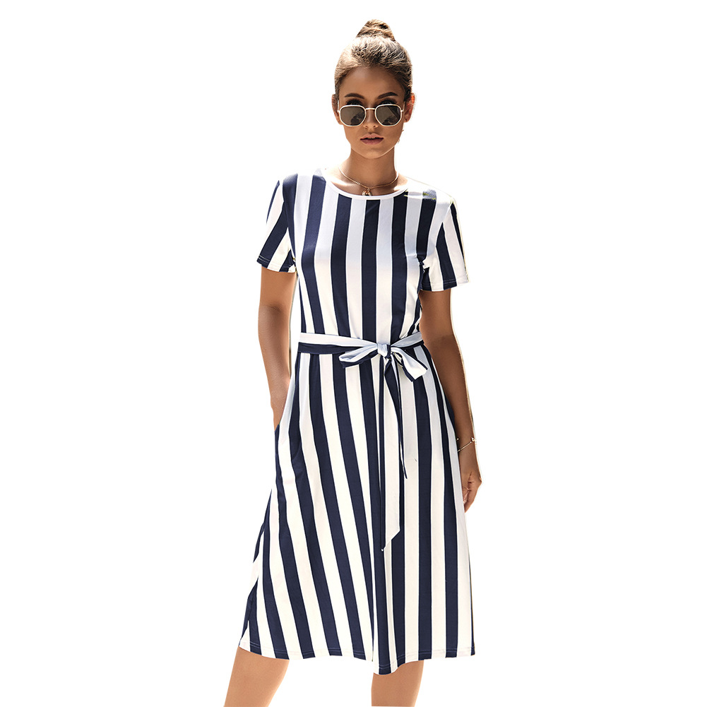 vertical stripe midi dress