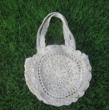 White Round Crochet Beach Bag
