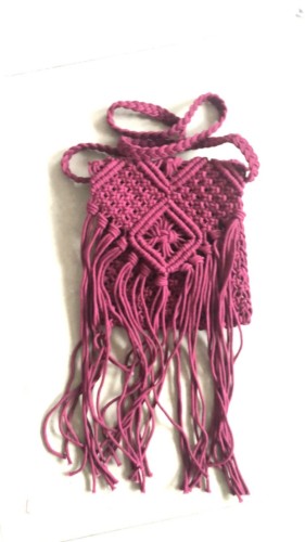 Fringe Cotton Crochet Beach Bag Sling Bag-Wine Red