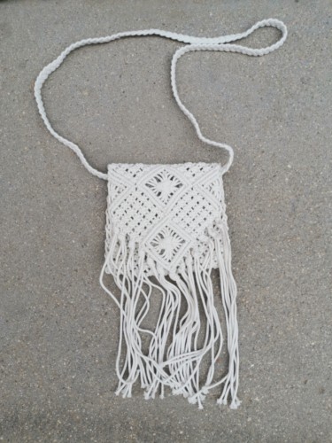 Tassel Cotton Crochet Beach Bag Shoulder Bag-White