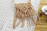 Tassel Cotton Crochet Beach Bag Shoulder Bag-Light Brown