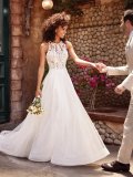 White Lace Bodice Sleeveless Wedding Dress