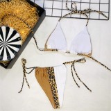 Leopard Patchwork Tie Side Micro Bikini Set