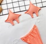 Coral Clear Straps Star Shaped Thong Bikini Set