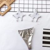 Silver Clear Straps Star Shaped Thong Bikini Set
