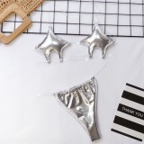 Silver Clear Straps Star Shaped Thong Bikini Set