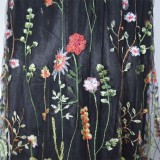 Deep V Black Floral Embroidery Mesh Evening Dress