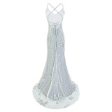 Silver Sequin Mesh Backless Sweep Train Evening Dress