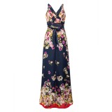 Navy Blossom Print Multiway Chiffon Maxi Dress