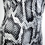 Snakeskin V Neck Ruched Detail Fitted Straps Mini Dress