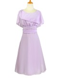Plus Size Purple Chiffon A Line Ruched Waist Midi Dress