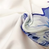 White Floral Print V Neck Ruffle Trim Cami Casual Dress