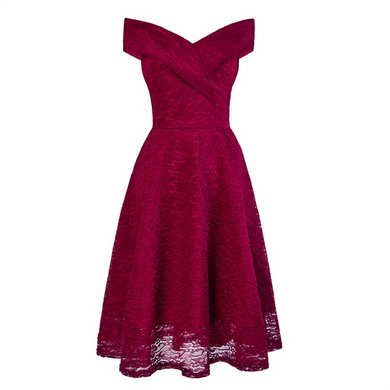 midi burgundy lace dress