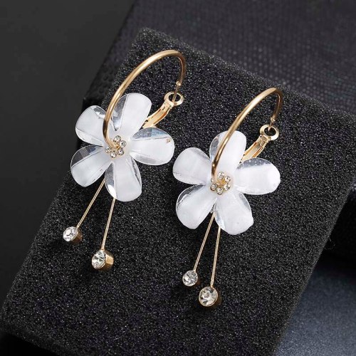 Wholesale Petal Acrylic Zircon Tassel Transparent Earrings  