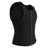 Men's Zipper Neoprene Sauna Vest Tank Shaper Slim Waist-Black