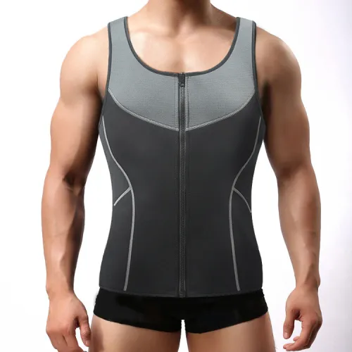 Men's Neoprene Sauna Vest Racer Back Zipper Workout Croset