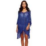14 Colors Hollow Out Knitted V Neck Tassel Loose Cover Up