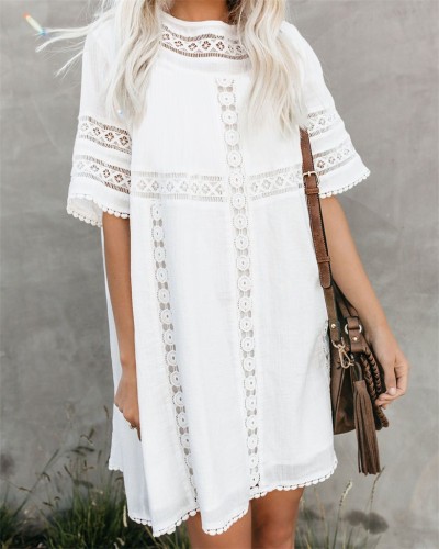 Hollow Lace Patchwork Casual Beach Dress Bikini Cover Up