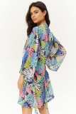 Leaf Print Long Sleeve Chiffon Short Cardigan Cover Up