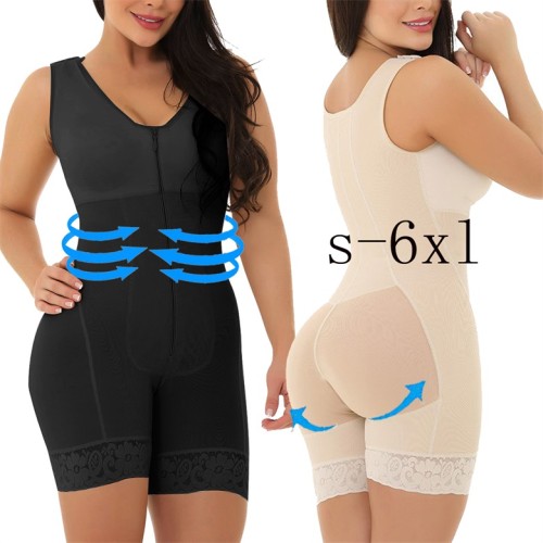 Black Sleeveless Zip Up One Piece Slimming Bodysuit Shaper