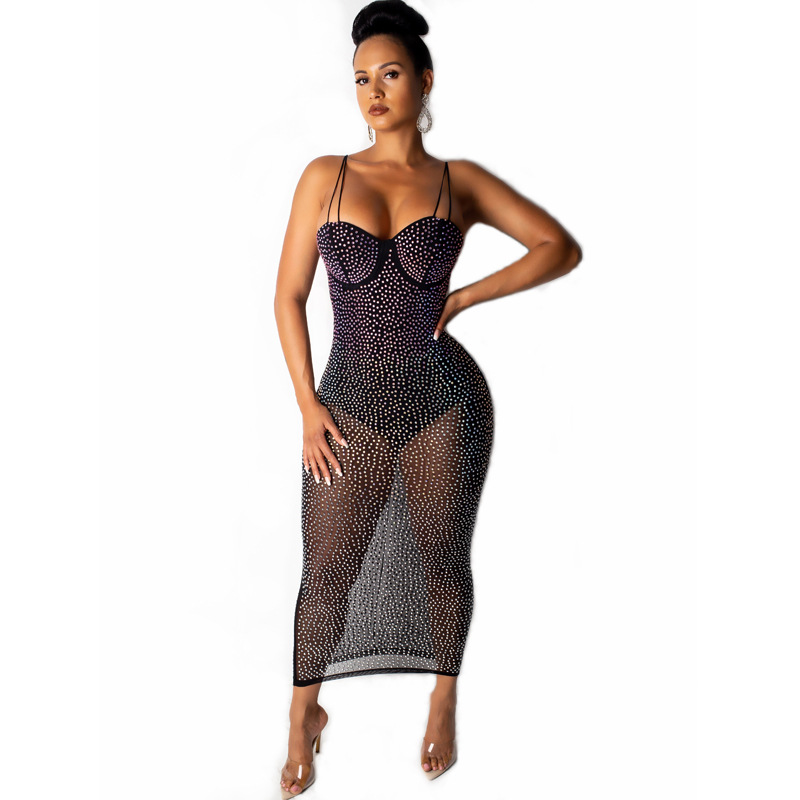 black and rhinestone dress