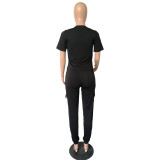 Black Short Sleeve Two Piece Sportswear