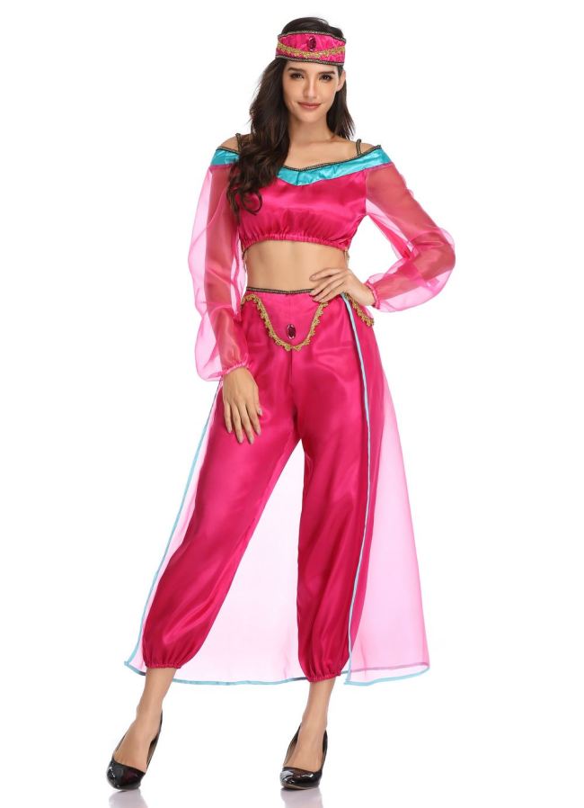 Aladdin Princess Jasmine Costume Tops+Pants+Headband