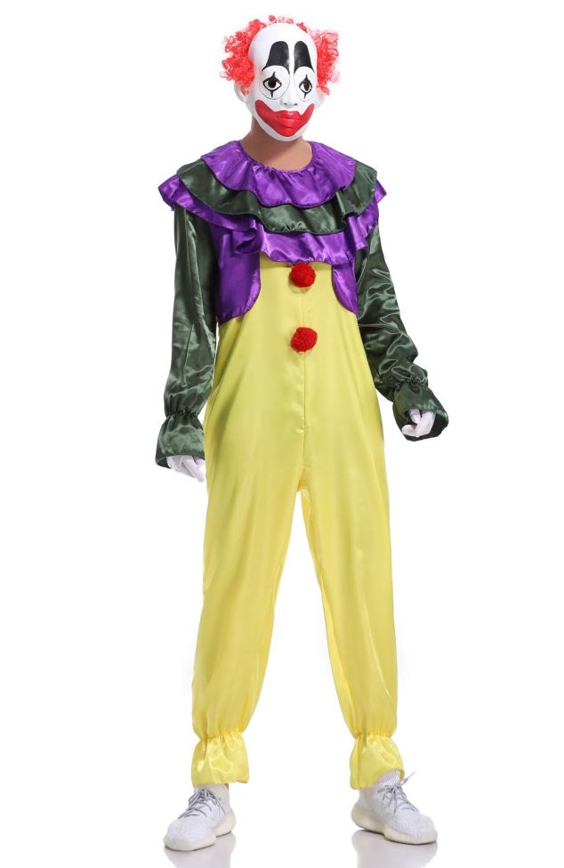 Mens Role Play Jumpsuit Clown Cosplay Adult Halloween Costume