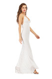 Chevron Sequined White Straps Evening Dress