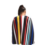 Fashion Colorful Stripe Cape Coat