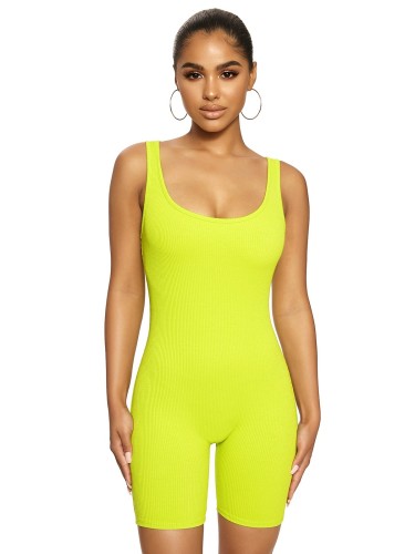 Neon Green Basic Sports Rompers