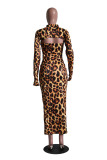 Leopard Print Strapless Bodycon Maxi Dress & Matching Shrug