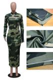 Camo Print Strapless Bodycon Maxi Dress & Matching Shrug