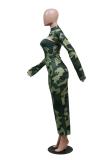 Camo Print Strapless Bodycon Maxi Dress & Matching Shrug