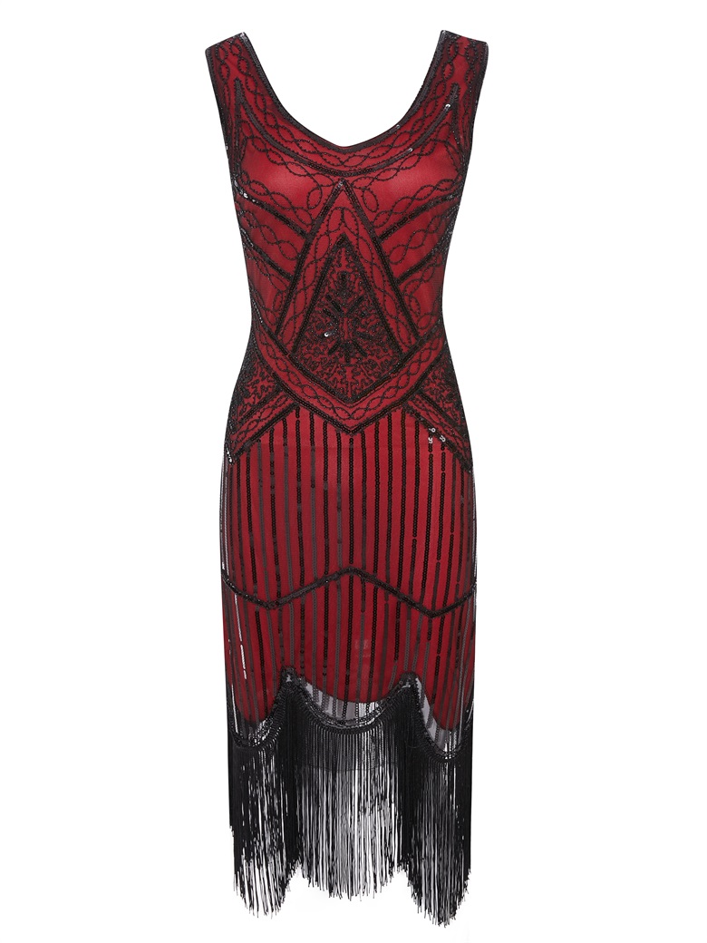 red and black flapper dress