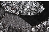 Black 1920s Sequin Sleeveless Fringe Dress