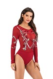 Mesh Bodice Sequined Long Sleeve Bodysuit